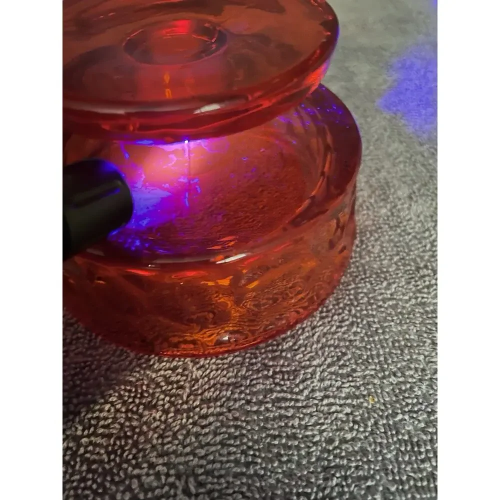Vintage Diamond Thumbprint pattern Viking glass Amberina bowl